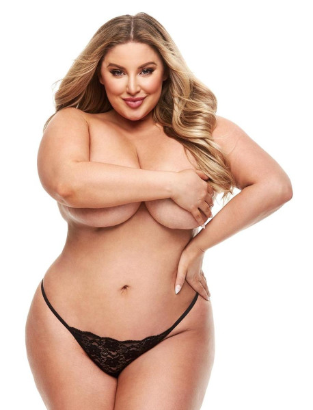 Lace G-String and Panty Vibe - Black - QS Lace G-String and Panty Vibe - Black - QS