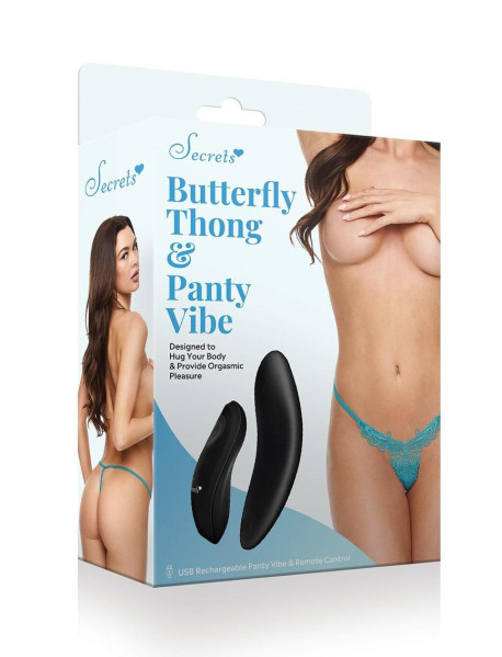Butterfly Thong and Panty Vibe - Turquoise - OS Butterfly Thong and Panty Vibe - Turquoise - OS