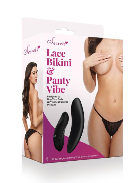 Lace Bikini and Panty Vibe - Black - OS Lace Bikini and Panty Vibe - Black - OS