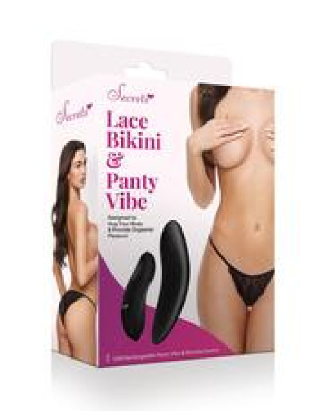Lace Bikini and Panty Vibe - Black - OS Lace Bikini and Panty Vibe - Black - OS