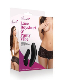 Lace Boyshort and Panty Vibe - Black - OS
