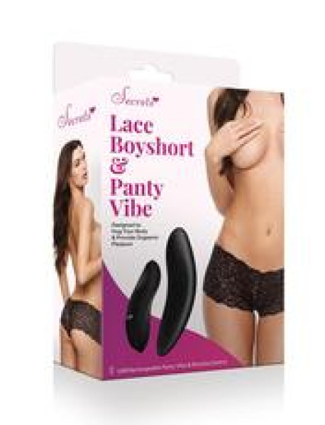 Lace Boyshort and Panty Vibe - Black - OS Lace Boyshort and Panty Vibe - Black - OS