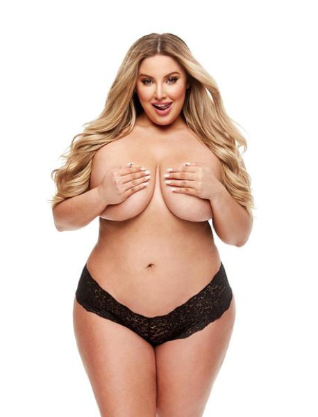 Lace Boyshort and Panty Vibe - Black - QS Lace Boyshort and Panty Vibe - Black - QS