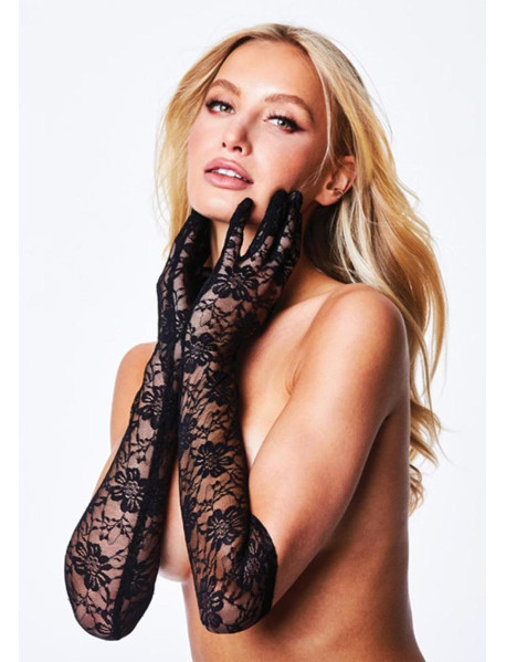 ALLOVER LACE OPERA GLOVE - BLACK