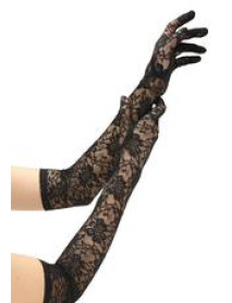 ALLOVER LACE OPERA GLOVE - BLACK