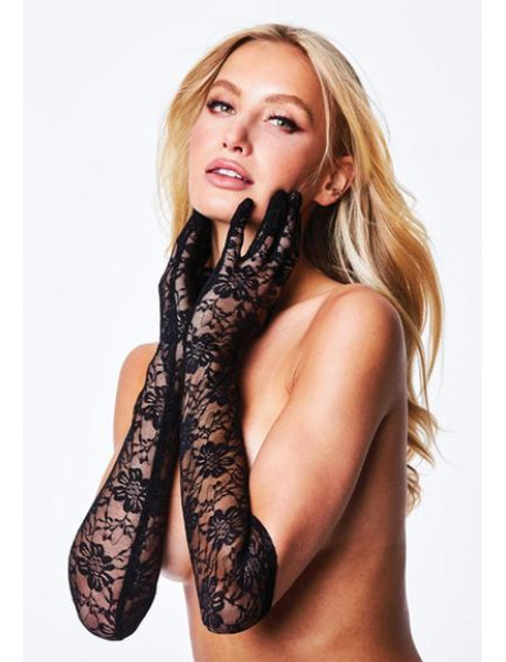 ALLOVER LACE OPERA GLOVE - BLACK