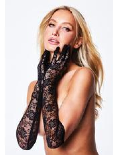 ALLOVER LACE OPERA GLOVE - BLACK