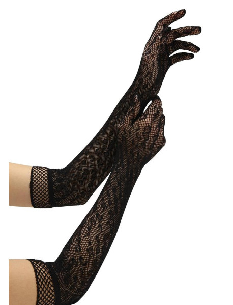 LEOPARD LACE OPERA GLOVE - BLACK LEOPARD LACE OPERA GLOVE - BLACK