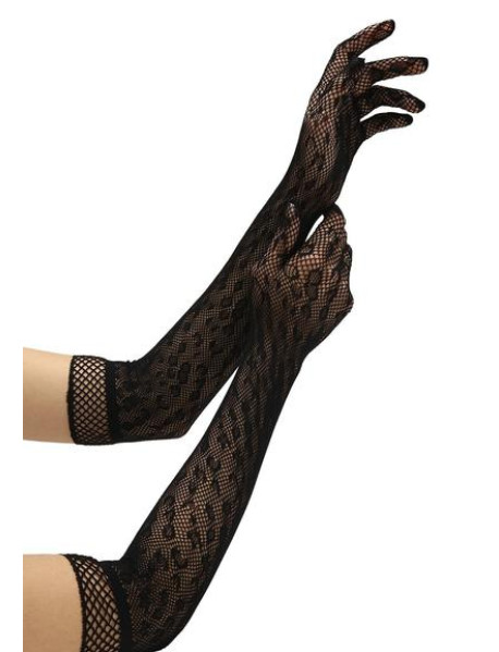 LEOPARD LACE OPERA GLOVE - BLACK LEOPARD LACE OPERA GLOVE - BLACK
