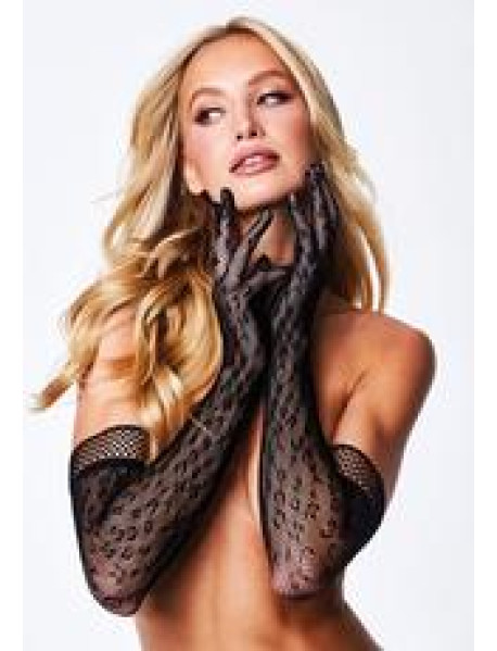 LEOPARD LACE OPERA GLOVE - BLACK LEOPARD LACE OPERA GLOVE - BLACK
