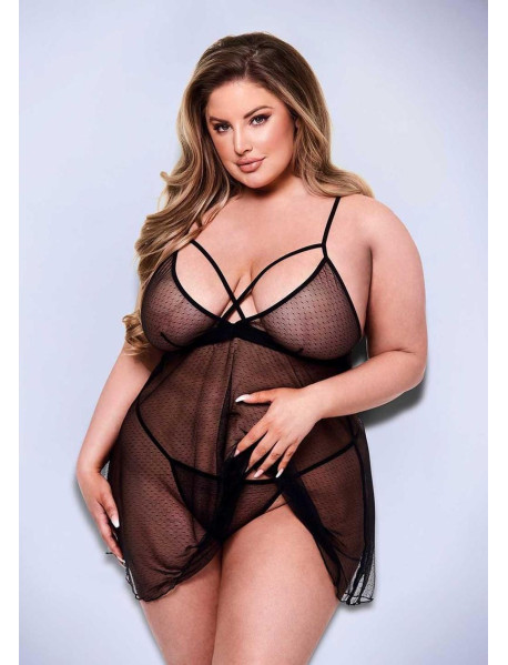 2 PC STRAPPY LACE and MESH BABYDOLL SET 2 PC STRAPPY LACE and MESH BABYDOLL SET