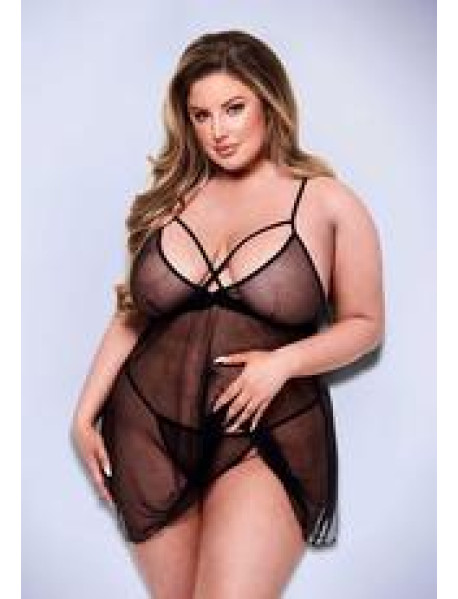 2 PC STRAPPY LACE and MESH BABYDOLL SET 2 PC STRAPPY LACE and MESH BABYDOLL SET