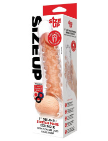 SU 1 IN. SEE-THRU STUDDED PENIS EXTENDER W/ BALL LOOP
