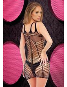 SHREDDED MINI DRESS - BLACK - ONE SIZE