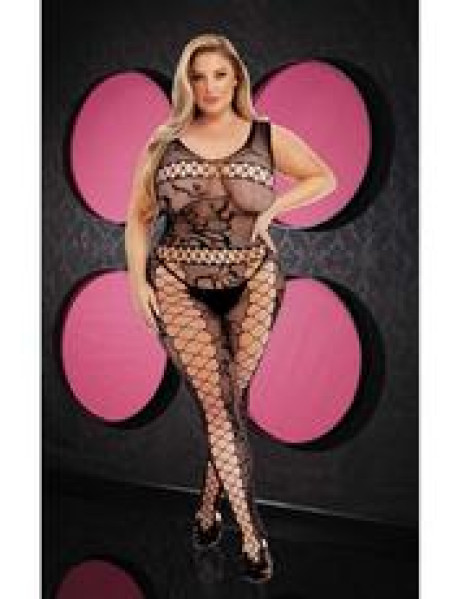 FISHNET BODYSTOCKING-BLK-XL FISHNET BODYSTOCKING-BLK-XL