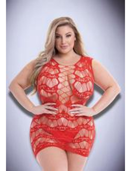 CORSET FRONT LACE MINI DRESS-RED-Q