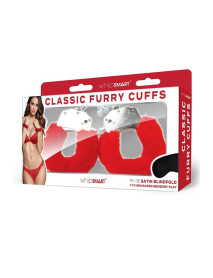 FURRY CUFFS WITH EYE MASK - RED