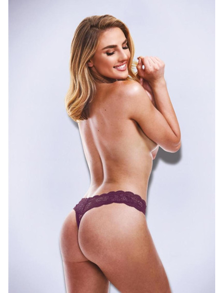 LACE and PEARLS CROTHCLESS THONG-PUR-M