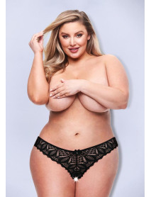 CROTCHLESS STRAPPY BRAZILIAN BIKINI-BLK