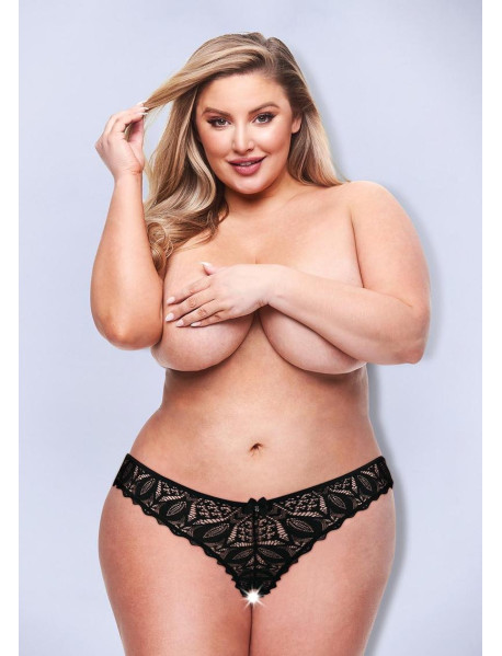 CROTCHLESS STRAPPY BRAZILIAN BIKINI-BLK