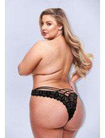 CROTCHLESS STRAPPY BRAZILIAN BIKINI-BLK