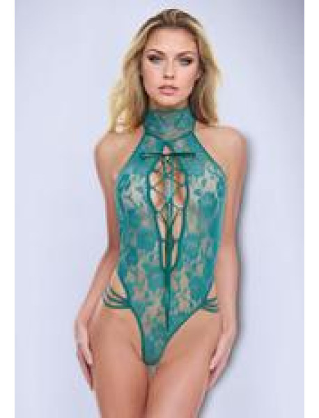EMERALD LACE BODYSUIT-GREEN-ML