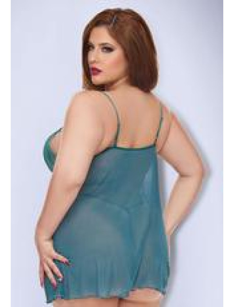 ANGEL`S KISS BABYDOLL and PANTY SET-GRN-Q