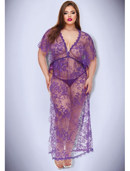 MIDNIGHT DESIRE LACE GOWN-PURPLE-Q