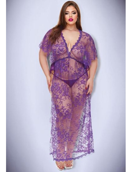 MIDNIGHT DESIRE LACE GOWN-PURPLE-Q