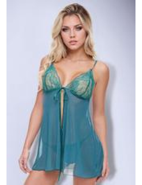 ANGEL`S KISS BABYDOLL and PANTY SET-GRN-SM