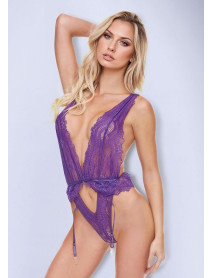 RAVEN RUFFLE BODYSUIT-PURPLE-SM