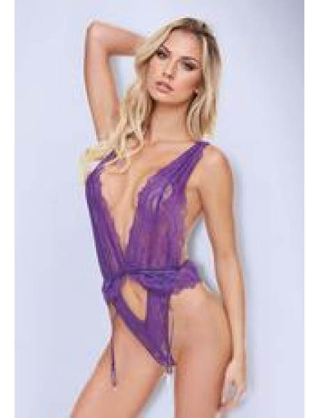 RAVEN RUFFLE BODYSUIT-PURPLE-SM
