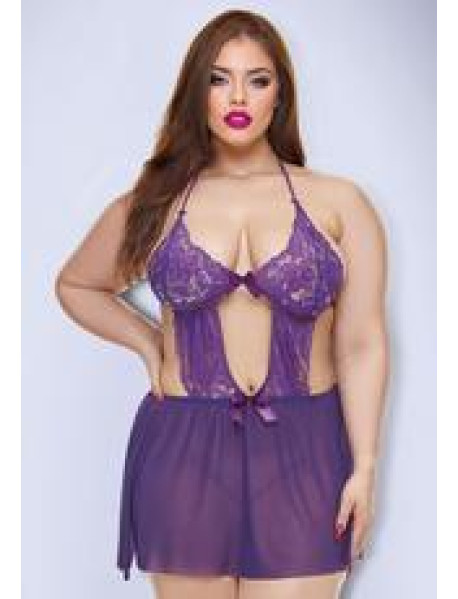 AMETHYST LACE BABYDOLL-PURPLE-Q