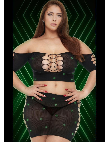 DIAMOND CROP TOP and SKIRT SET-GID-Q