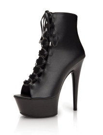 6 PLATFORM BLACK BOOTIE SZ 9