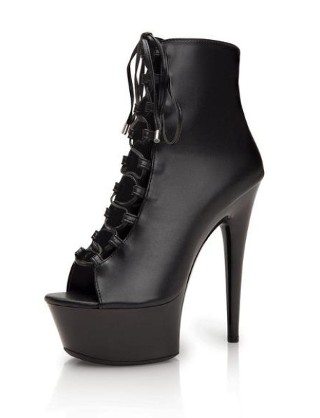 6 PLATFORM BLACK BOOTIE SZ 9