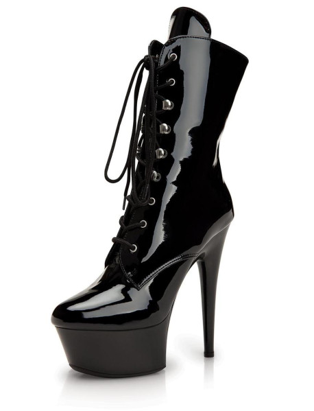 6 PLATFORM BLACK BOOTIE SZ 9