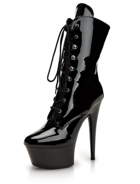 6 PLATFORM BLACK BOOTIE SZ 9