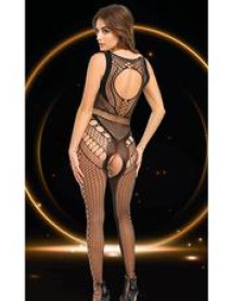 LACE ILLUSION BODYSTOCKING-BLK-OS