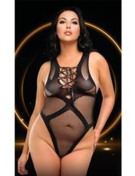 LACE-UP TEMPTRESS BODYSUIT-BLK-Q LACE-UP TEMPTRESS BODYSUIT-BLK-Q