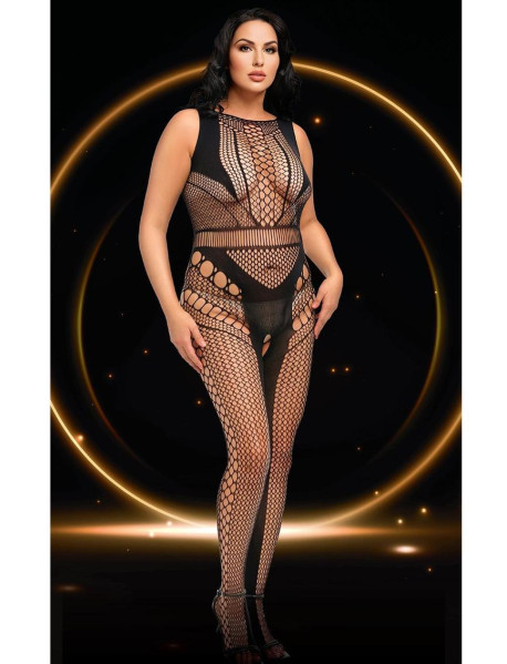 LACE ILLUSION BODYSTOCKING-BLK-Q