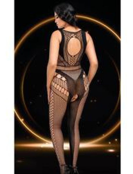 LACE ILLUSION BODYSTOCKING-BLK-Q