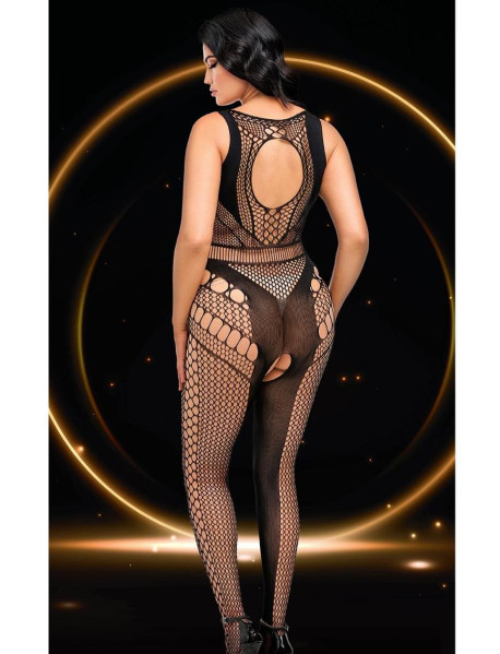 LACE ILLUSION BODYSTOCKING-BLK-Q