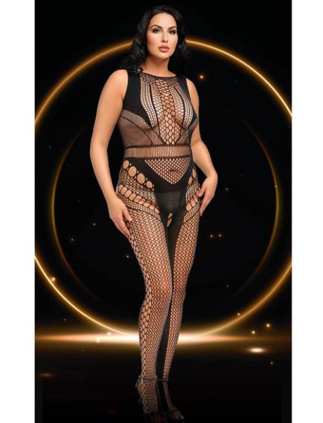 LACE ILLUSION BODYSTOCKING-BLK-Q