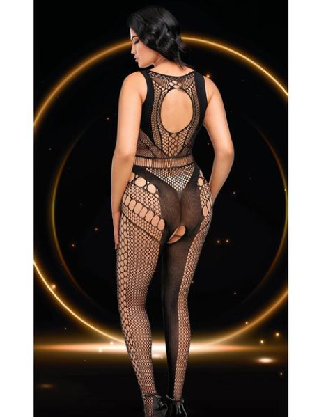 LACE ILLUSION BODYSTOCKING-BLK-Q