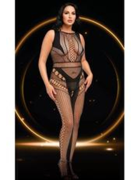 LACE ILLUSION BODYSTOCKING-BLK-Q
