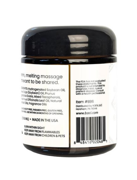 BACI BARE MASSAGE CANDLE- 4OZ VANILLA